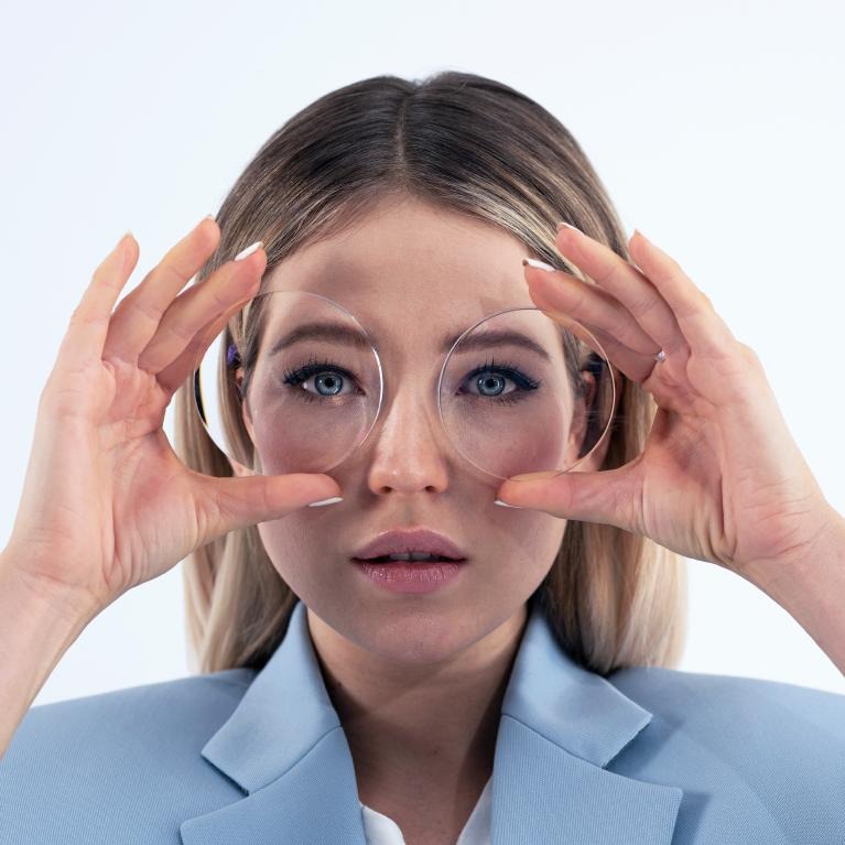 Model wearing eyeglasses